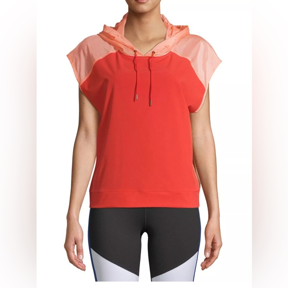 AVIA Women’s Orange Colorblock Sleeveless Windbreaker, Medium